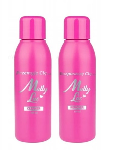Zestaw płynów Molly Lac - Cleaner odtłuszczacz 100ml + Remover aceton 100ml