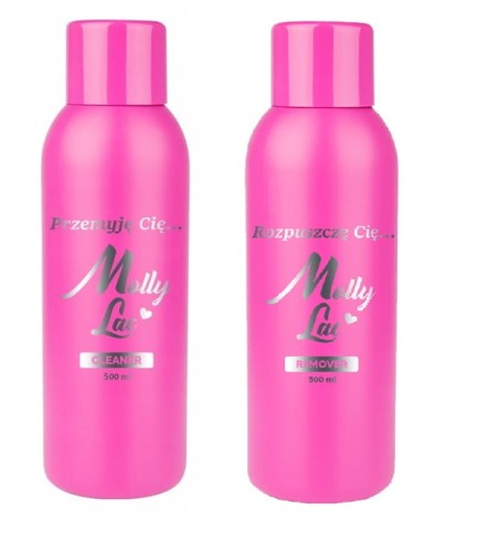 Zestaw płynów Molly Lac - Cleaner odtłuszczacz 500ml Remover aceton 500ml