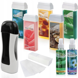 Zestaw do depilacji z podgrzewaczem +5x wosk ItalWax +2 lotion + paski 100