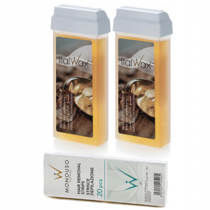 2+1 Zestaw ItalWax do depilacji 2x wosk w rolce Natural + paski