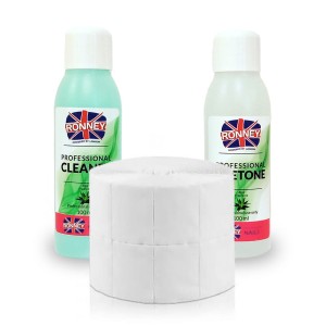 Ronney 2x100ml płyny Cleaner Aceton ALOE Waciki