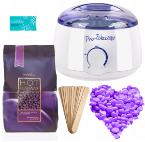 Zestaw do depilacji woskiem twardym 1 x wosk w dropsach Plum + podgrzewacz 100w + akcesoria