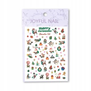 Naklejki do paznokci cienkie samoprzylepne świąteczne Joyful Nail nr 1220