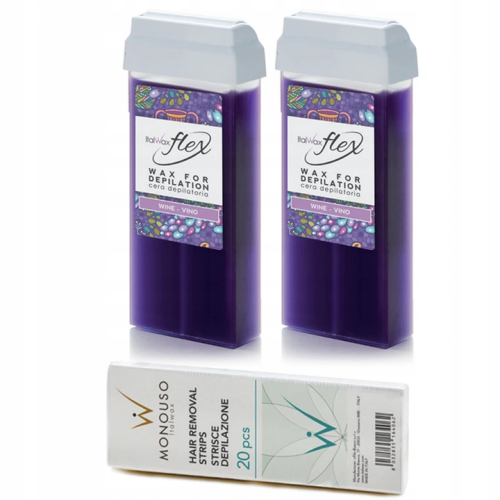 2+1 Zestaw ItalWax do depilacji 2x wosk w rolce Wine Flex + paski
