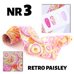 Folia transferowa 100 cm retro paisley nr 3 - folia do zdobień lakierów hybrydowych, żeli UV i akrylu