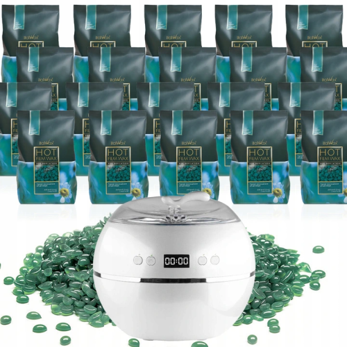 Zestaw do depilacji ItalWax 20x wosk 0,5kg Azulene azulenowy + podgrzewacz