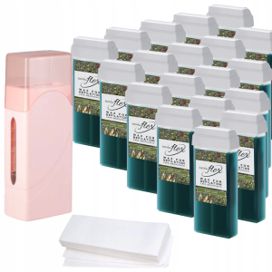 Zestaw do depilacji ItalWax 24x wosk w rolce Flex Algae + podgrzewacz Single Fo 40W + paski