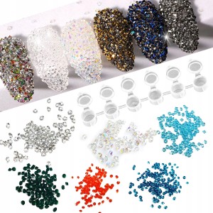 PAKIET Cyrkonie mini Allepixie 6x900 sztuk diamenciki mix kolor w pojemniczku