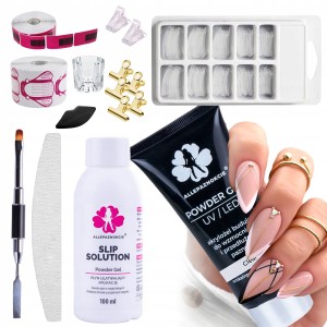 Zestaw LUX do akrylożeli Powder Gel Clear 30 ml + Slip Solution + Akcesoria