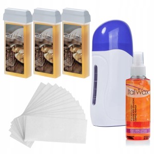 ItalWax Zestaw do depilacji woskiem w rolce podgrzewacz + 3x wosk naturalny + olejek + paski