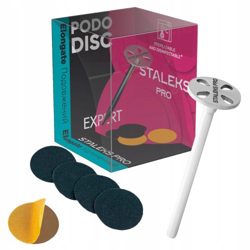 Staleks PRO PODODisk Base Long 37mm tarcza XS 10mm + zestaw wymiennych nakładek #180 5 sztuk