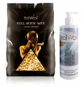 Zestaw Italwax Full Body Wax do depilacji bezpaskowej wosk 1kg + emulsja opóźniająca wzrost włosów po depilacji 100ml