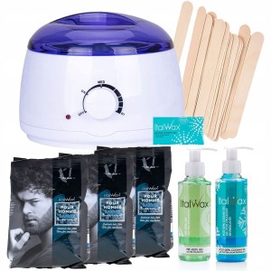 Zestaw do depilacji woskiem dla mężczyzn Italwax Barber 200g + podgrzewacz + 2 x żel + szpatułki + talk