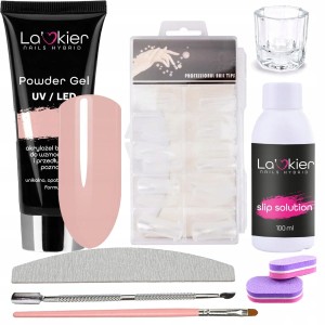 Zestawy budujące z akrylożelem La'kier Powder Gel Nude 30ml + akcesoria