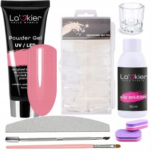 Zestawy budujące z akrylożelem La'kier Powder Gel Peony 30ml + akcesoria