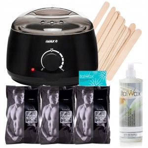 Zestaw startowy do depilacji woskiem 3 x ItalWax wosk w dropsach Pour Homme 100ml + podgrzewacz + akcesoria