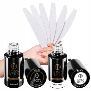 Zestaw do hybrydy Boska Nails Black and White + 10 x pilnik GRATIS