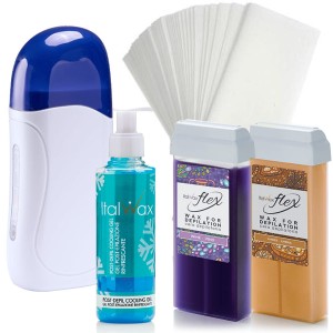 ItalWax Zestaw do depilacji - podgrzewacz + 2x wosk w rolce Flex 100ml + preparat + paski