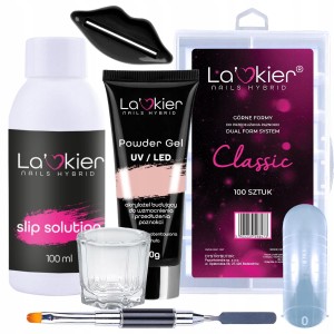 La’kier Duży zestaw do akrylożelu Powder Gel 30 ml + formy + Slip Solution + pędzel + naczynko