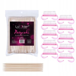 Zestaw do usuwania pyłu 10 x szczoteczka + 100 x patyczki do manicure