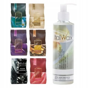 ItalWax zestaw do depilacji – 6 x wosk w granulkach 100g+ Emulsja po depilacji 100ml