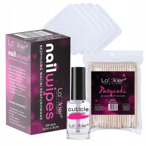 La’kier zestaw do stylizacji paznokci – waciki bezpyłowe + patyczki + Cuticle remover