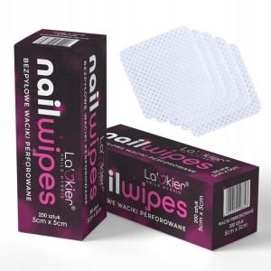 Zestaw 2 x La’kier Nail Wipes bezpyłowe waciki perforowane do zmywania paznokci 200 sztuk