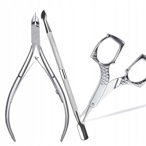 Zestaw do pielęgnacji paznokci nożyczki NC008 + cążki 4mm + radełko do manicure