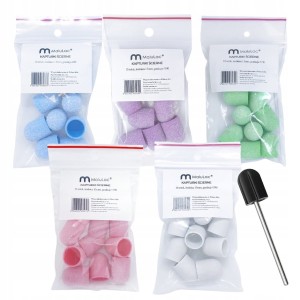 MaluLac Zestaw do pedicure - kapturek ścierny 50 sztuk + nośnik gumowy 13mm