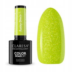 Claresa Funky Disco 7 limonkowy brokatowy lakier hybrydowy 5g