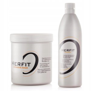 Herfit Pro Zestaw do pielęgnacji włosów zniszczonych z mleczkiem pszczelim - szampon 1000ml + maska 1000ml