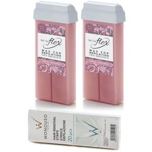 Zestaw ItalWax do depilacji - 2x wosk Flex Rose + paski GRATIS