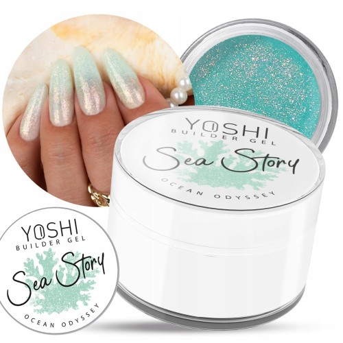 Yoshi Builder Gel Sea Story Ocean Odyssey Żel UV LED budujący samopoziomujący do paznokci z drobiną 15ml
