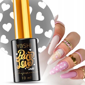 Yoshi Pure Love White Top do lakierów hybrydowych z białymi serduszkami 10ml