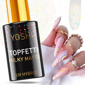 Yoshi Top Topfetti Milky Matte do lakierów hybrydowych z kolorowym konfetti 10ml