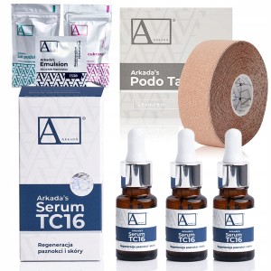 Arkada Zestaw: Serum kolagenowe TC16 11ml 3 sztuki + Podo Tape Taśma tapingowa 2,5cm x 5m + 3 próbki