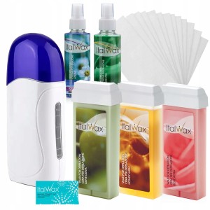 ItalWax Zestaw do depilacji paskowej - podgrzewacz + 3x wosk w rolce 100ml + preparaty + paski + talk