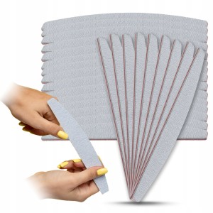 Zestaw do stylizacji paznokci 100x pilnik łódka półksiężyc zebra 100/180