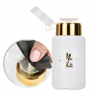 Molly Nails Precyzyjny dozownik z pompką na płyny do manicure złoty korek 150ml
