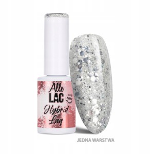 AlleLac Hybrid Lag Gel Polish Whites Silver Glitter Biały brokatowy lakier hybrydowy do paznokci HEMA/Di-HEMA Free 6g