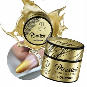 Boska Nails Picassini Metalic Paint Gel Goldinio Złoty żel do zdobień paznokci Nail Art 5ml