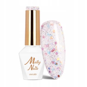 Molly Nails Crushed Diamonds 530 Highlights Gel Polish HEMA/Di-HEMA Free Różowy brokatowy lakier hybrydowy LED/UV 8g