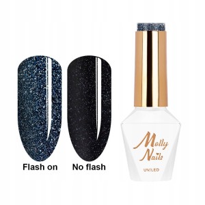 Molly Nails Duo Flashing Lights Nr 604 Devil’s Night HEMA/Di-HEMA Free Brokatowy lakier hybrydowy LED/UV Gel Polish 8g