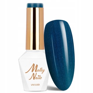 Molly Nails Elite Women 44 Glamour Reflections Gel Polish HEMA/Di-HEMA Free Niebieski lakier hybrydowy z drobinkami LED/UV 8g