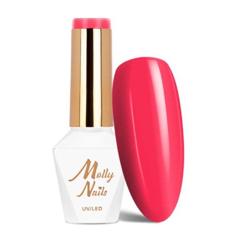 Molly Nails Flamingo 146 Pink Escape Gel Polish HEMA/Di-HEMA Free Czerwony lakier hybrydowy LED/UV 8g