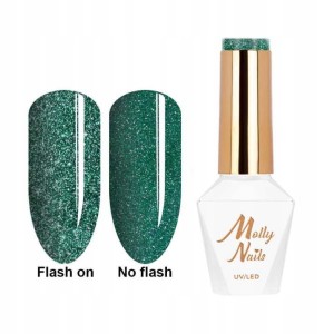 Molly Nails Flashing Lights 3 Nr 612 Poison Ivy HEMA/Di-HEMA Free Brokatowy lakier hybrydowy LED/UV Gel Polish 8g