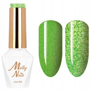 Molly Nails Flashing Lights Neon Nr 647 Evergreen HEMA/Di-HEMA Free Brokatowy lakier hybrydowy LED/UV Gel Polish 8g