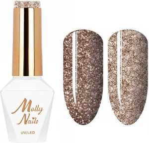 Molly Nails Flashing Lights Nr 564 Bitter Brown HEMA/Di-HEMA Free Brokatowy lakier hybrydowy LED/UV Gel Polish 8g