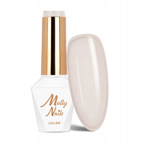 Molly Nails French Manicure Nr 132 Delicate Brown Gel Polish HEMA/Di-HEMA Free Beżowy brązowy lakier hybrydowy LED/UV 8g
