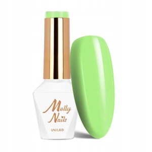 Molly Nails Green Party 80 Green Energy Gel Polish HEMA/Di-HEMA Free Zielony brokatowy lakier hybrydowy LED/UV 8g